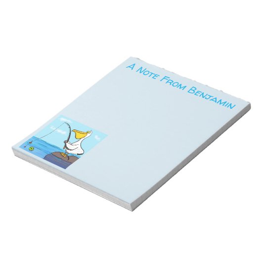 Funny fish pelican cartoon notitieblok (Linkerzijde)