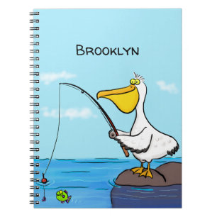 Funny fish pelican cartoon notitieboek