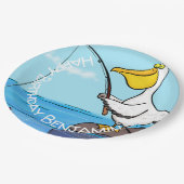 Funny fish pelican cartoon papieren bordje (Gekanteld)