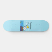 Funny fish pelican cartoon persoonlijk skateboard (Horizontaal)