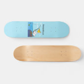 Funny fish pelican cartoon persoonlijk skateboard (Horizontaal)
