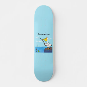 Funny fish pelican cartoon persoonlijk skateboard