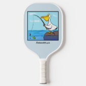 Funny fish pelican cartoon pickleball paddle (Voorkant)