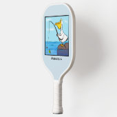 Funny fish pelican cartoon pickleball paddle (Links)