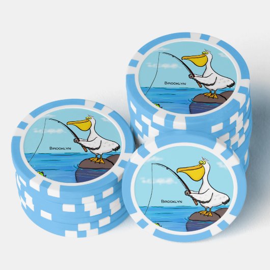 Funny fish pelican cartoon poker chips (Opstapeling)