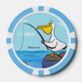 Funny fish pelican cartoon poker chips (Voorkant)