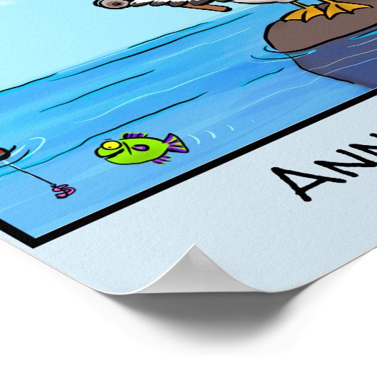 Funny fish pelican cartoon poster (Hoek)