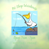 Funny fish pelican cartoon raamsticker (Vel 3)