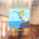 Funny fish pelican cartoon raamsticker (Vel 2)