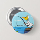 Funny fish pelican cartoon ronde button 5,7 cm (Voorkant /achterkant)