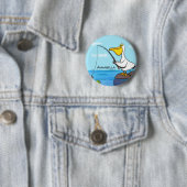 Funny fish pelican cartoon ronde button 5,7 cm (In situ)