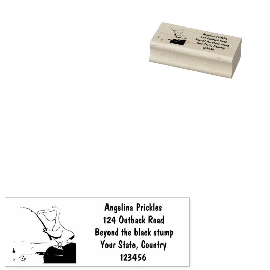 Funny fish pelican cartoon rubberstempel (Gestempeld)
