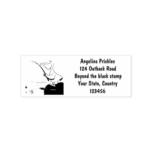 Funny fish pelican cartoon rubberstempel (Afrduk)