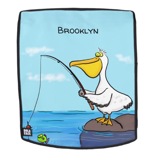Funny fish pelican cartoon rugtassen (Verwijderbaar gezicht)