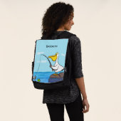 Funny fish pelican cartoon rugtassen (Gedragen)