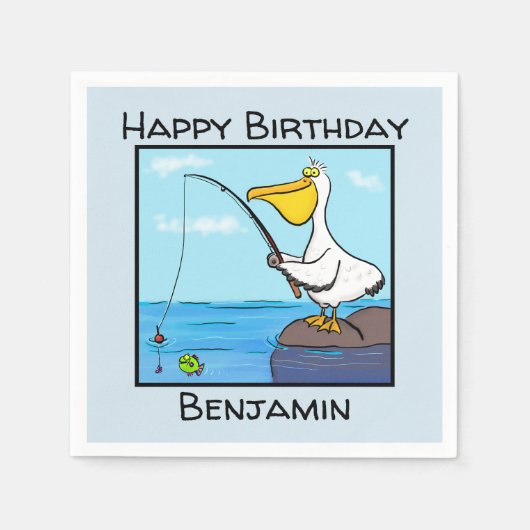 Funny fish pelican cartoon servet (Voorkant)