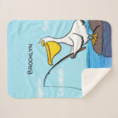 Funny fish pelican cartoon sherpa deken (Voorkant (horizontaal))