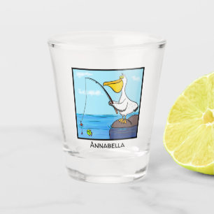 Funny fish pelican cartoon shot glas