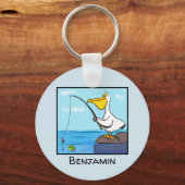 Funny fish pelican cartoon sleutelhanger (Voorkant)