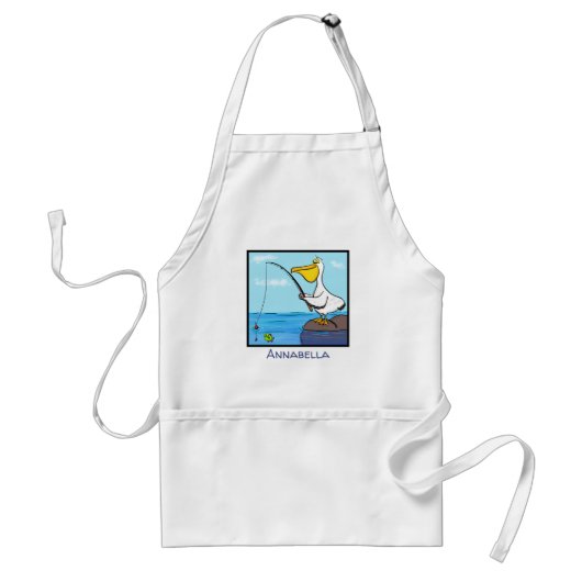 Funny fish pelican cartoon standaard schort (Voorkant)