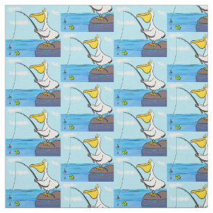 Funny fish pelican cartoon stof