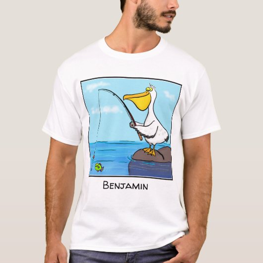 Funny fish pelican cartoon t-shirt (Voorkant)