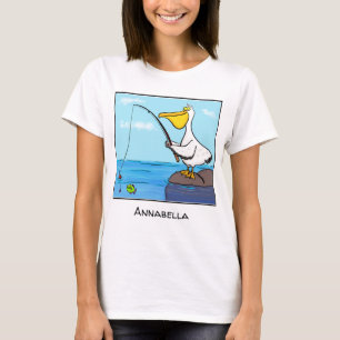 Funny fish pelican cartoon t-shirt