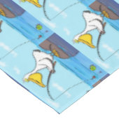 Funny fish pelican cartoon tafelkleed (Gekanteld)