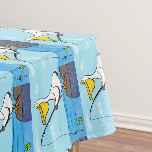 Funny fish pelican cartoon tafelkleed (Voorbeeld)