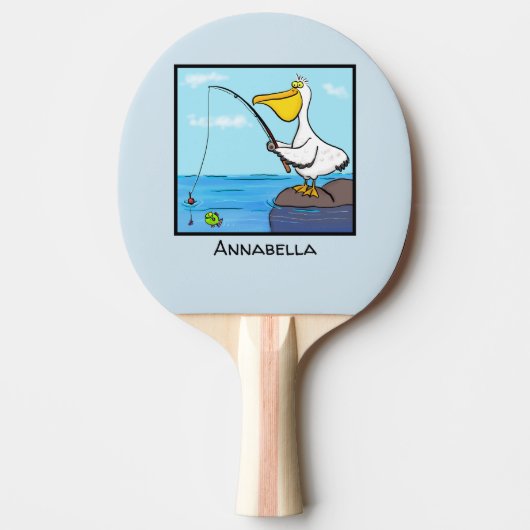 Funny fish pelican cartoon tafeltennisbatje (Voorkant)