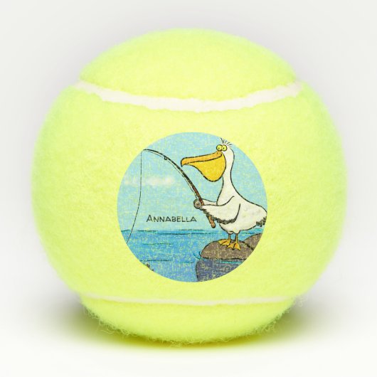 Funny fish pelican cartoon tennisballen (Achterkant)