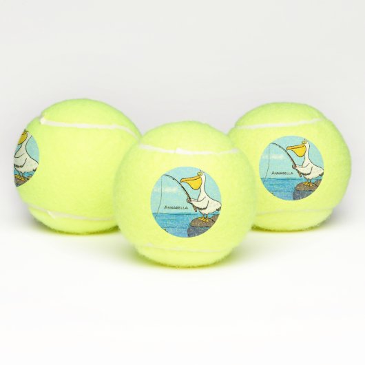Funny fish pelican cartoon tennisballen (Multi)