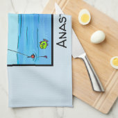 Funny fish pelican cartoon theedoek (Quarter Fold)