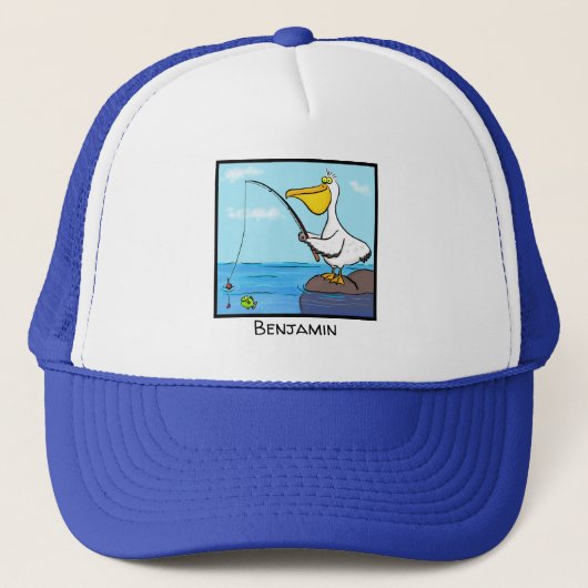 Funny fish pelican cartoon trucker pet (Voorkant)