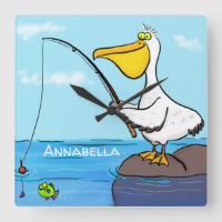 Funny fish pelican cartoon