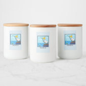 Funny fish pelican cartoon voedselcontainer etiket (Flessen)