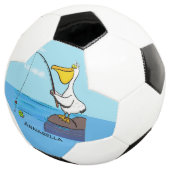 Funny fish pelican cartoon voetbal (Drie kwart)