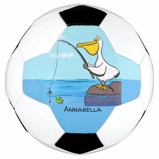 Funny fish pelican cartoon voetbal (Voorkant)