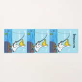 Funny fish pelican cartoon yogamat (Achterkant (horizontaal))