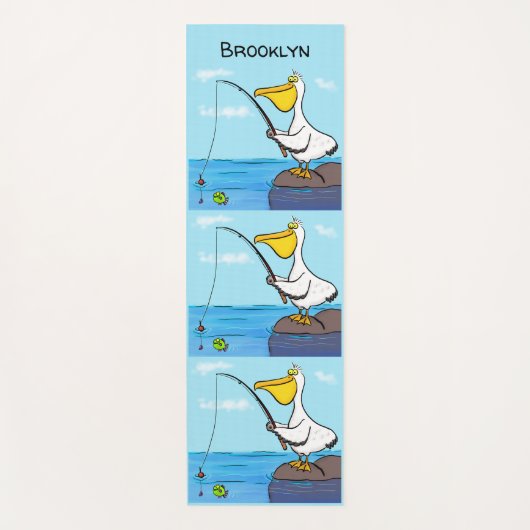 Funny fish pelican cartoon yogamat (Voorkant)
