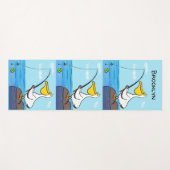Funny fish pelican cartoon yogamat (Voorkant (horizontaal))