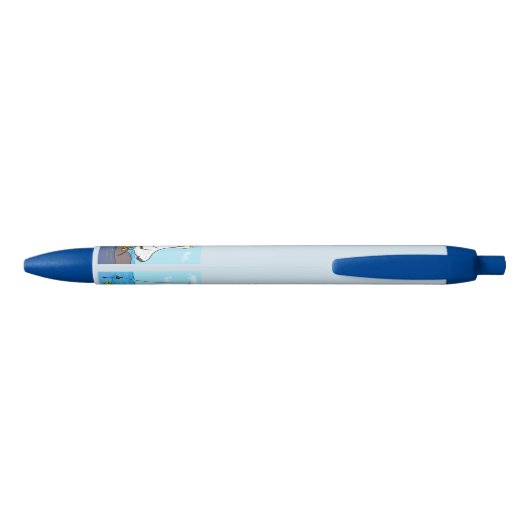 Funny fish pelican cartoon zwarte inkt pen (Achterkant)