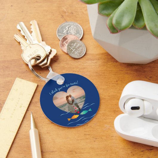 Funny Fish Pun Custom Photo Valentine's Day Sleutelhanger (Bureau)