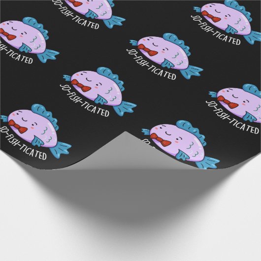 Funny Fish Pun Dark BG Cadeaupapier (Hoek)