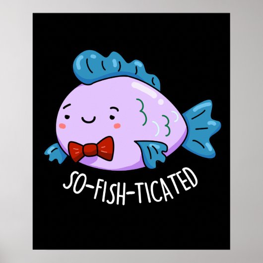 Funny Fish Pun Dark BG Poster (Voorkant)