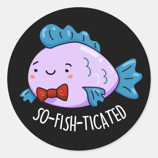 Funny Fish Pun Dark BG Ronde Sticker (Voorkant)