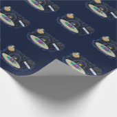 Funny fish UFO space ship cartoon illustration Cadeaupapier (Hoek)