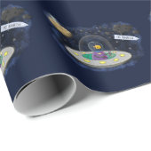 Funny fish UFO space ship cartoon illustration Cadeaupapier (Rol Hoek)