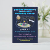 Funny fish UFO space ship cartoon illustration Kaart (Staand voorkant)