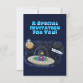 Funny fish UFO space ship cartoon illustration Kaart (Achterkant)